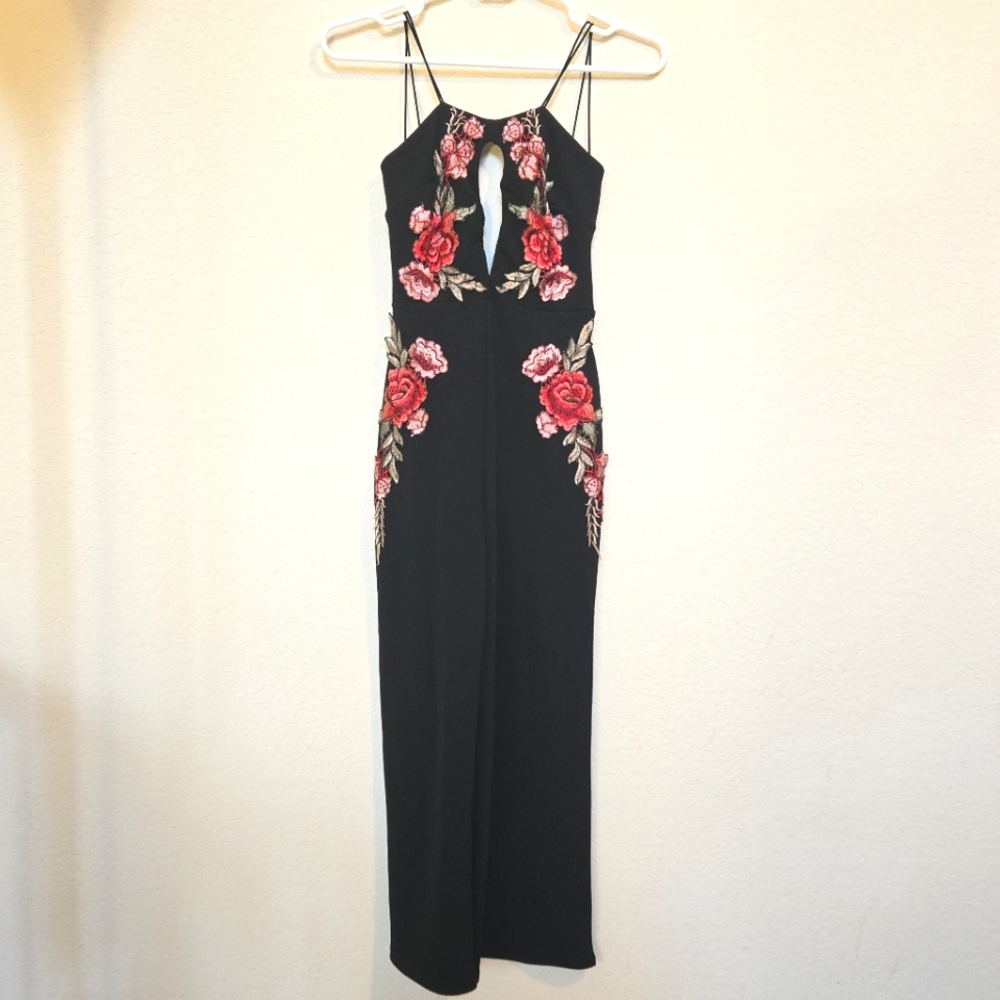 Club L | Strappy Embroidered Jumpsuit |  Black | ASOS